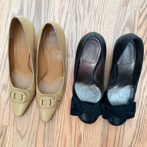 2 used pairs of Salvatore Ferragamo heels/ pumps (size 7.5C & 7.5B)